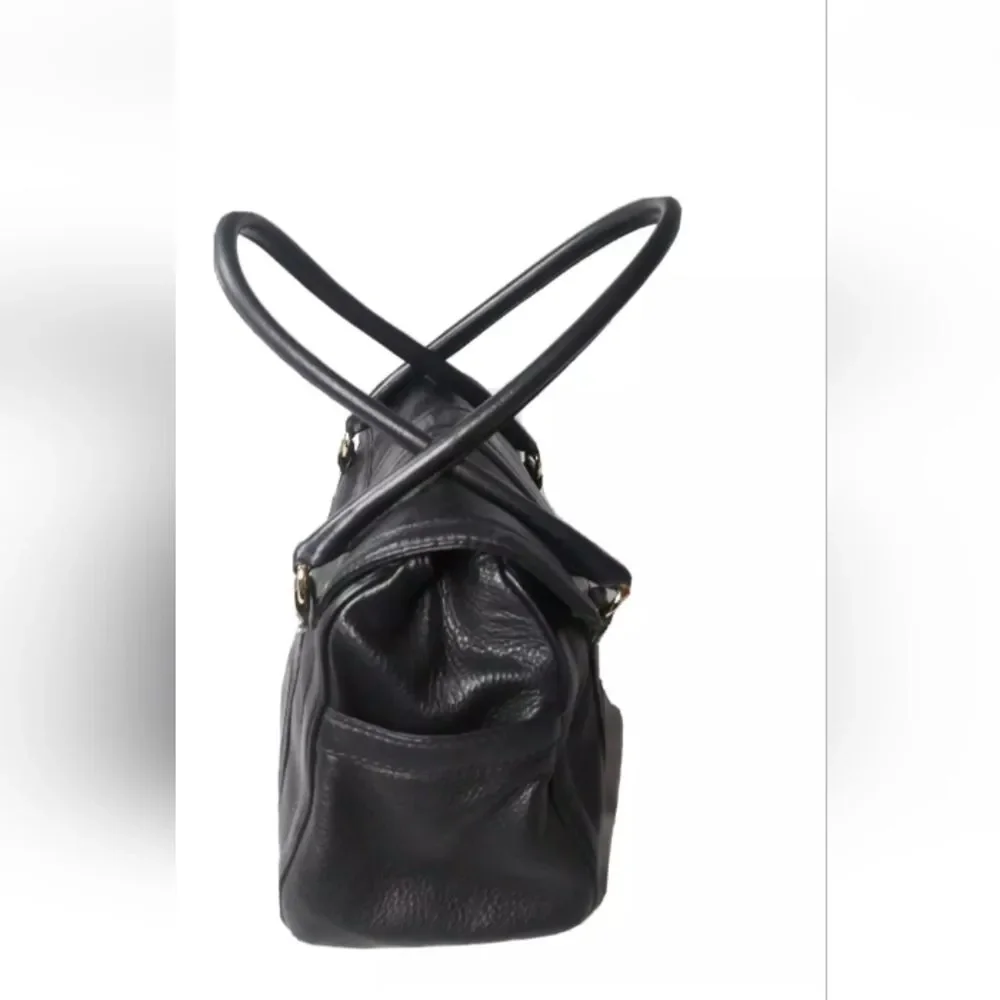 Michael Kors Handbag Black Pebbled Leather Satchel Large Purse - Picture 5 of 9